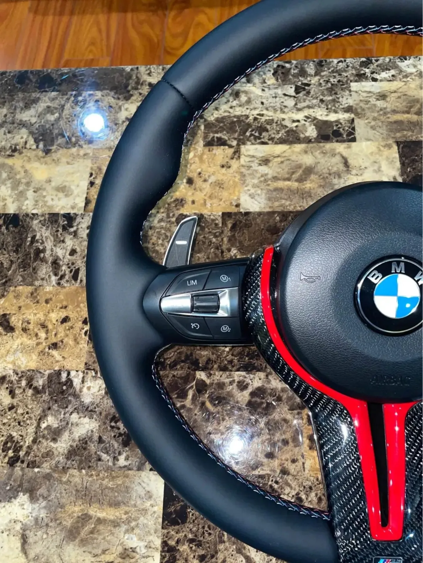 BMW M Performance Carbon Red Trim Steering Wheel Set F80 F82 F - Image 3