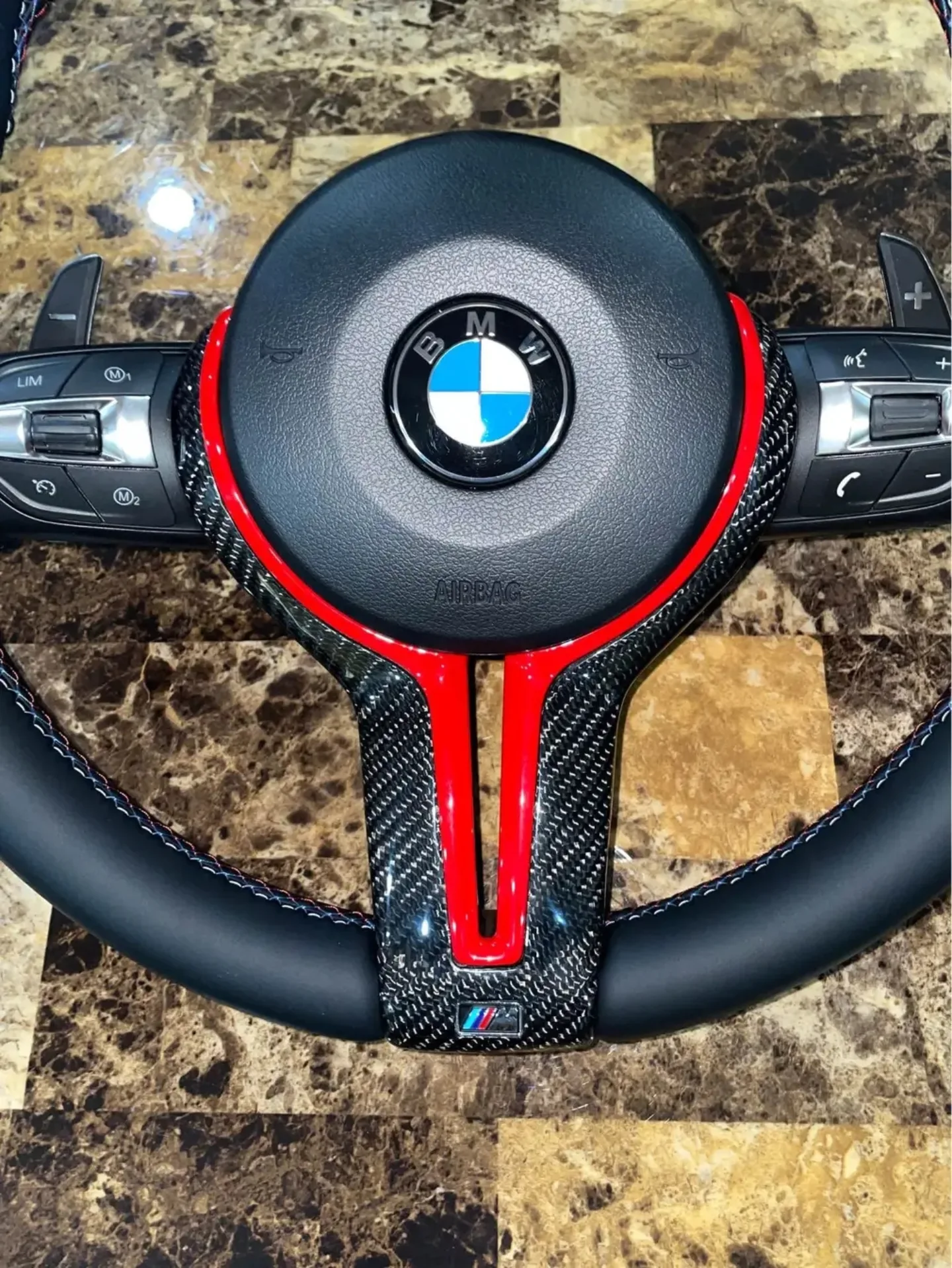 BMW M Performance Carbon Red Trim Steering Wheel Set F80 F82 F - Image 6