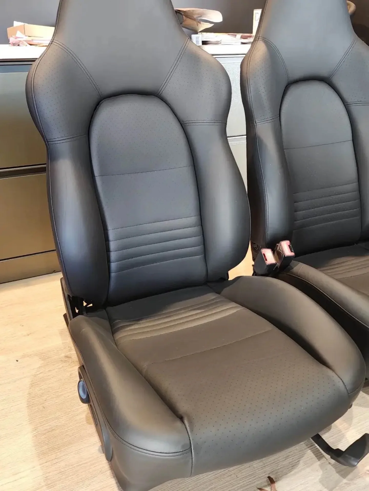 Porsche 911 996 986 Black Leather Hard Back Sport Seats - Image 2