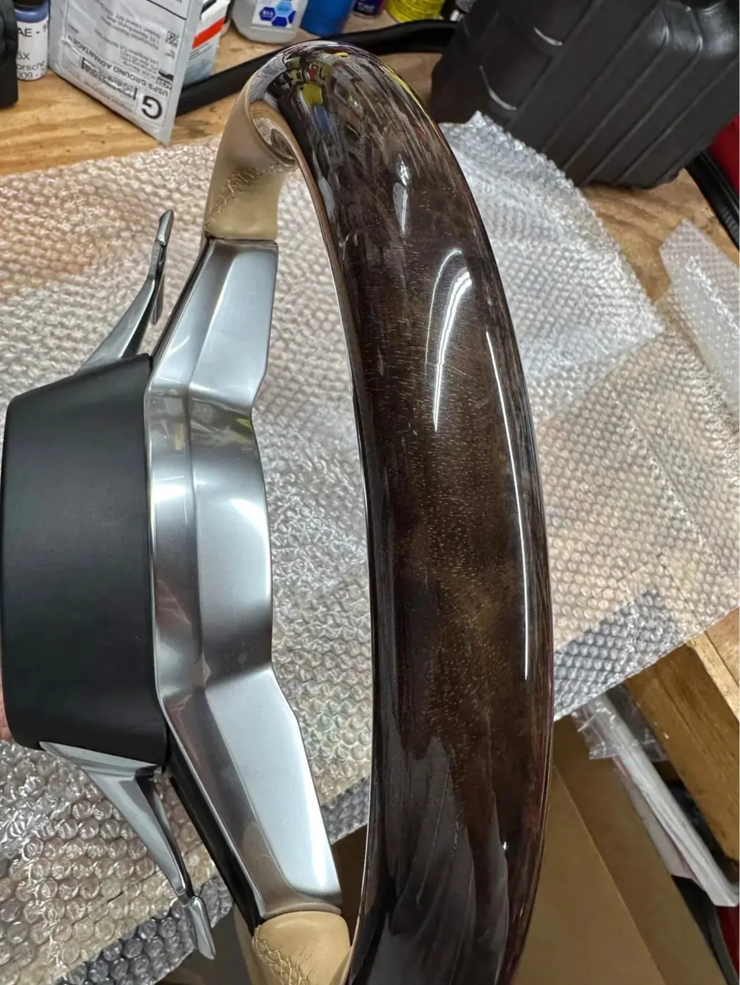 PORSCHE MACAN HEATED STEERING WHEEL WOOD - Image 3